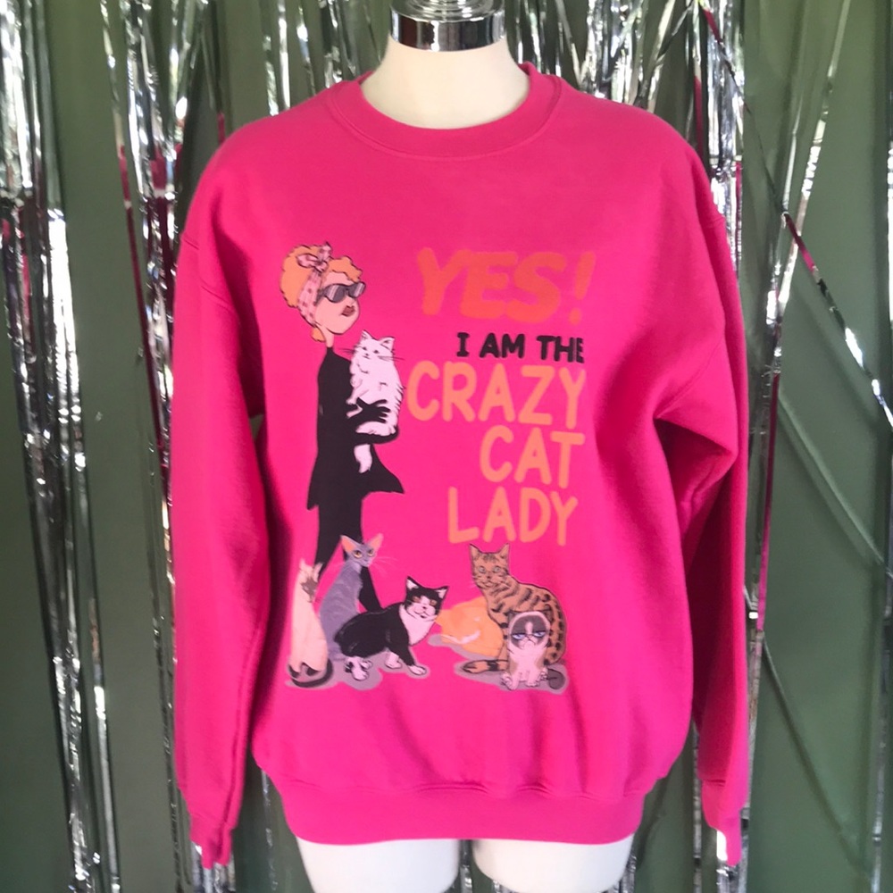 🐈‍⬛ VINTAGE Crazy Cat Lady Baggy Sweater Size Medium 🐈‍⬛